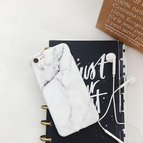 for iPhone 8 Case, iPhone 7 Case, iPhone SE Case, White Grey Marble Pattern Design, Slim Fit Soft TPU Full-Body Protective Cover Case for iPhone S...