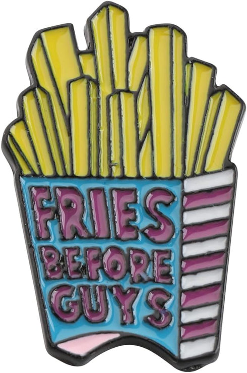 LQRI French Fries Enamel Lapel Pin Brooch Fries Before Guys Gift French Fries Lover Gift Funny Fry Food Enamel Pins...