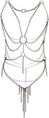Liangliang Women's Cross Enticing Tassel Body Link Harness Metal Chain Tassels Lingerie Set...