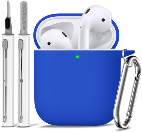 for Airpods Case Cover 2&1 with Cleaner Kit,Silicone Protective Case Compatible with Apple AirPods 2nd/1st Generation Charging Case with Keychain,...