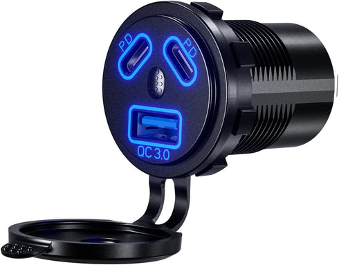 12V Type C USB Outlet Quick Car Charger Socket Dual Port Type C Fast Charger Socket Power Waterproof 12V / 24V Marine Boat Motorcycle Truck......