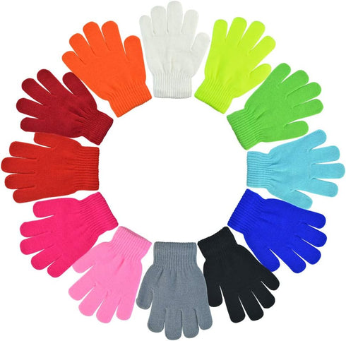 12 Pairs Kids Warm Gloves Winter Gloves Knit Gloves for Kids Boys Girls Children Christmas Gift...