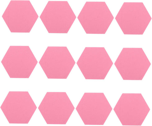 STOBOK 12 Pcs Felt Backdrop Wall Sticker Black Decor Cork Hexagon Felt Bulletin Board Tiles Self Adhesive Felt Board Pink Decor White Felt Hexagon...