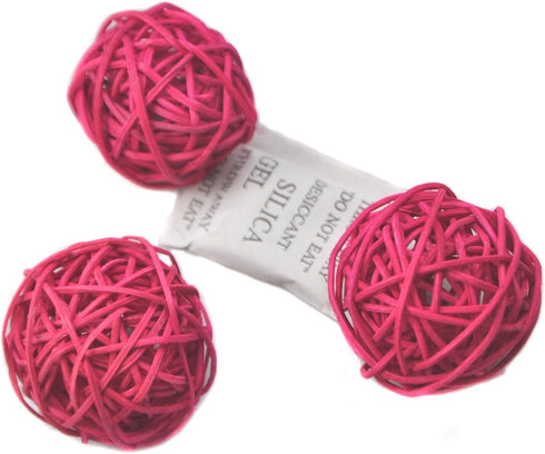 Set of 6 Wicker Rattan Balls Table Wedding Party Christmas Decoration (Diameter 3.2 Inch, Rose Red)...