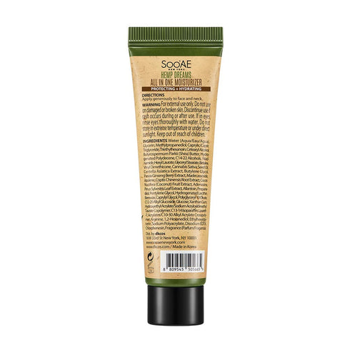 Soo'AE Hemp Dreams All In One Moisturizer, Mini Face Cream, Travel Size (1.05 oz. / 30 g), 1 Count Hemp Seed Oil Facial cream with Cica, Madecasso...