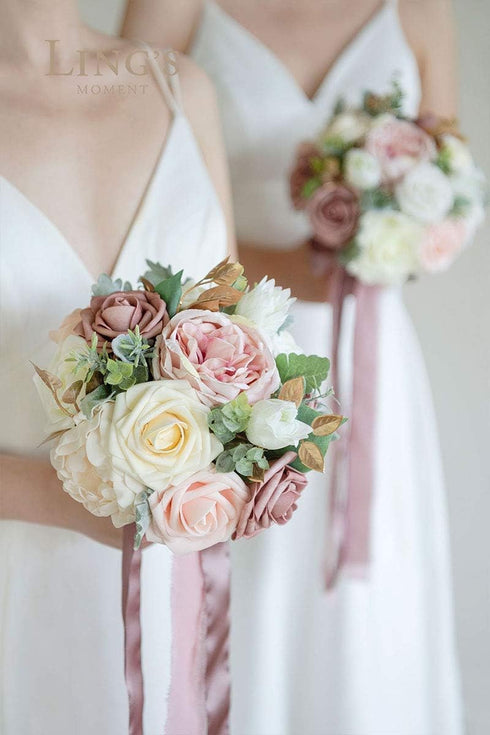 Ling's moment Artificial Flowers 25Pcs Ivory Roses Decor w/Stems,3" Real Touch DIY Foam Floral for Wedding Bouquet/Centerpieces, Outdoors Party Ba...