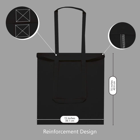 TOPDesign 5-Pack Economical 16"x15" Black Cotton Tote Bag, Lightweight Medium Reusable Grocery Shopping Cloth Bags, Suitable for DIY, Advertising,...