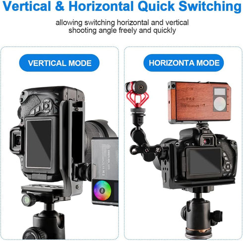 DSLR Camera L Bracket Quick Release Plate, Universal Application, Lightweight, Compatible with Canon Nikon Sony DJI Ronin Zhiyun Stabilizer Tripod...