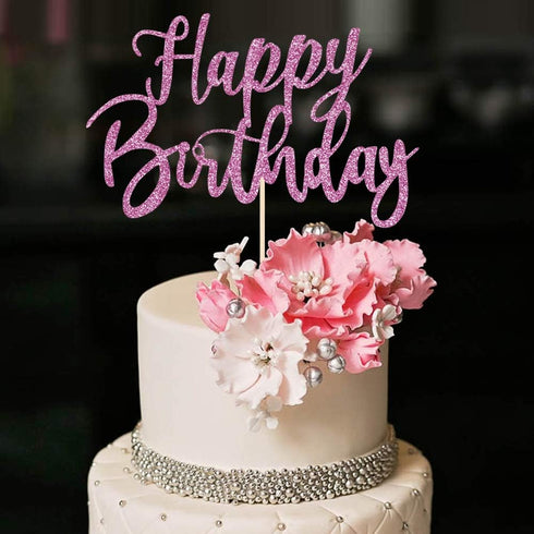 Handmade Glitter happy birthday Cake Topper, Happy Birthday Cake Bunting Decor,Birthday Party Decoration Supplies (Purple)...