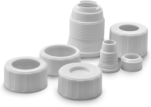 Ateco Universal Pastry Coupler and Cap Set | 7 Piece Set | Works with 250 Ateco decorating Tubes plus tips from other brands...