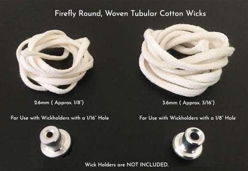USA Firefly Brand - 5 Feet of 2.6mm Braided Eco Cotton Replacement Wick for Oil Lamps and Candles for Round Wick Holders...