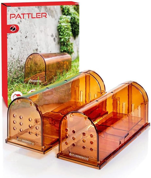 PATTLER® | 2 Humane Mouse Trap for Indoor and Outdoor Home | Mechanical Reusable Live Mouse Traps Catch and Release Mice from Garden, Garage, Atti...