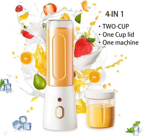 15 Oz Portable Blender Optional Double Cup(Big+Small),USB Rechargeable with 10-Blades, Blender for Shakes and Smoothies, Complementary Food,Crush ...