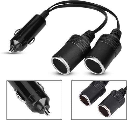 Dual Double Socket 12v Car Cigarette Lighter Adapter Car Cigarette Lighter Splitter 13×9×5 12v 24v Car Charger Plug Male to 2-Way Female Cigarette...