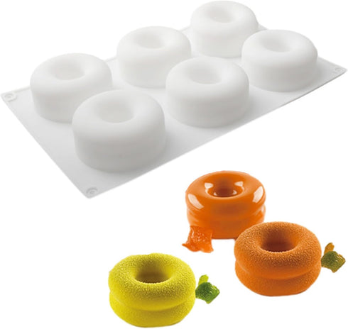 3D Doughnut Silicone Molds for Baking Mousse Cake, 3D Silicone Baking Mold for Candy Pastry Chocolate Truffle Cupcake Jelly Cookie Pudding Cake De...