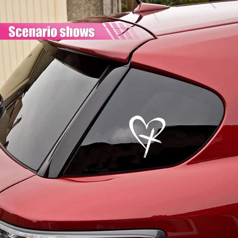 Love Cross Sticker Decal, Love Heart Cross Stickers, Decal Vinyl Sticker for Notebook, Car, Laptop, Window 8.7''×6''...