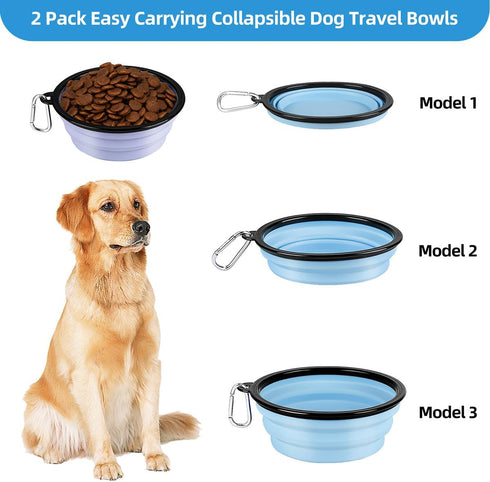 Kytely Collapsible Dog Bowls Large (1000ml), 2Pack Foldable Dog Travel Bowls, Portable Dog Water Food Bowl with Clasp (Lavender+Sky Blue)...