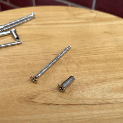 4 Set Sliding Door Handle Screw Post Replacement, M4 x 60mm Phillips Break Away Long Flat Countersunk Head Screws with Posts for Cabinet Drawer Do...