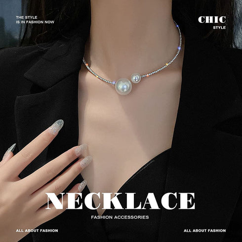 Jeairts Cystal Pearl Choker Necklace Silver Rhinestone Adjustable Necklaces Fashion Necklace Jewelry Party Gifts Costume Accessories for Women and...
