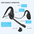 Bluetooth V5.3 Headphones w/Noise Cancelling Boom Mic, Open Ear Headset with Mic, Lightweight Comfortable Wireless Headset for Phone Call Office M...
