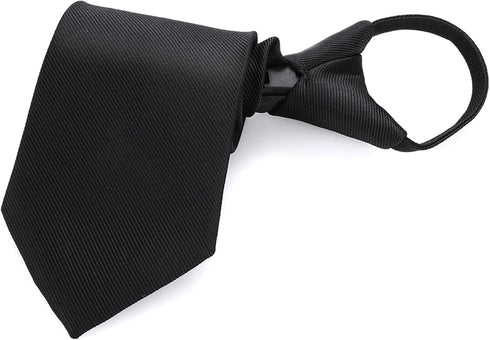 Yolev Black Zipper Tie for Boy Clip-on Neckties Solid Uniform Pre-tied Adjustable Neck Strap Tie for Wedding Graduation...