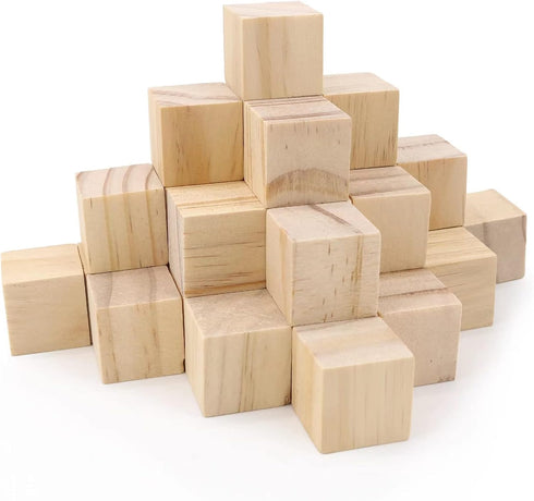 50Pcs Wooden Cubes 1inch Natural Wooden Blocks Unfinished Wood Blocks for Wood Crafts Blank Wood Square Blocks for Crafts and DIY Projects Puzzle ...