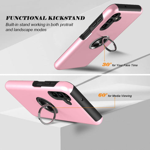 for Samsung Galaxy A13 5G Phone Case with Soft TPU Screen Protector, Ring Holder Kickstand Dual Layer Protective Slim Hard Shockproof Stand Non-Sl...