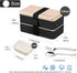 Original Bento Box Lunch Box Japanese Style 2 Layer Food Containers with Utensils Spoon and Fork Bundle Divider Salad Box for Men Women (Black)...
