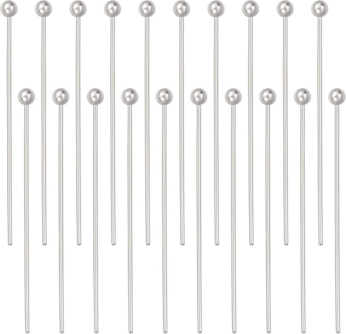 Beebeecraft 1 Box 50Pcs Ball Head Pins 925 Sterling Silver Ball Eye Pins 25mm Jewelry Making Findings for Charm Beads DIY Making...