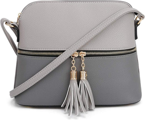 SG SUGU Lunar Lightweight Medium Dome Crossbody Bag Shoulder Bag with Tassel | Zipper Pocket | Adjustable Strap...