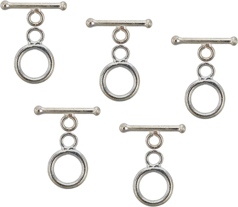 CHGCRAFT 5 Sets 925 Sterling Silver Toggle Clasps Ring Connector OT Clasps for Jewelry Making Findings Bracelets Necklace DIY Crafts, 12x9x1.5mm R...
