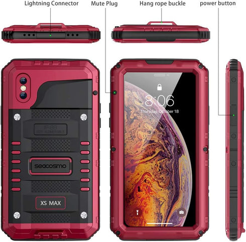 seacosmo for iPhone Xs Max Waterproof Case, Military Grade 360 Full Body Protective Rugged Heavy Duty Case Shockproof Drop Resistant Defender for ...