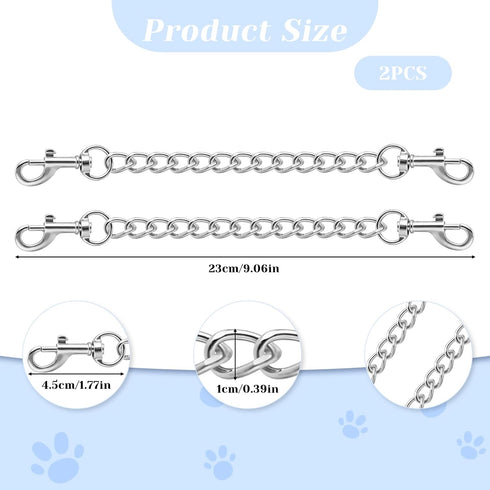 2 PCS Dog Collar Safety Clip Collar Connector Prong Collar Safety Clip Dog Harness Metal Double Ended Backup Dog Collar Clip for Dog Harness Chain...