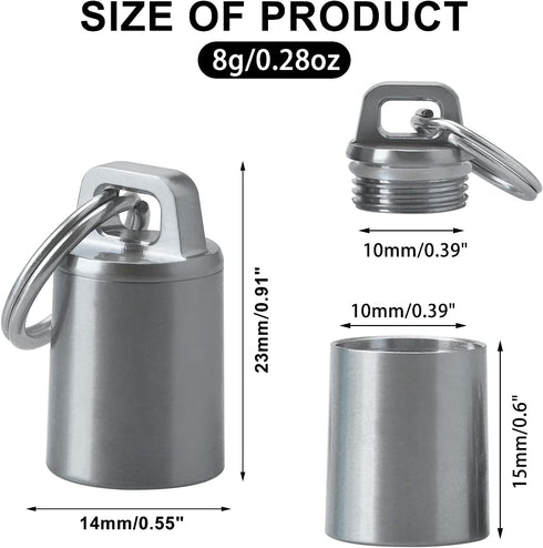 Keychain Pill Holder,Titanium Small Pill Case Box for Purse Pocket,Travel Pill Container Waterproof Bottle for Outdoor Camping...