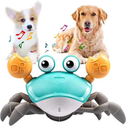 Dog Toys Escaping Crab Crawling Dog Toy with Music Control & Lights, Dancing Crab Dog Toy Obstacle Avoidance Interactive Fun Toys for Puppy/Small/...