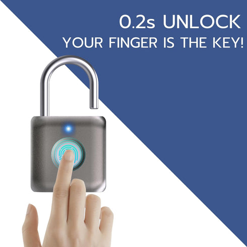 Pothunder Fingerprint Smart Padlock Lock, Biometric Metal Keyless Thumbprint Lock, Waterproof, USB Rechargeable, for Gym Locker, School Locker, Lu...