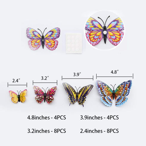 Somotersea 24Pcs 3D Luminous Butterfly Wall Decor Removable Butterfly Decoration for Girls Room Butterflies Decals Birthday Party Decorations Kids...