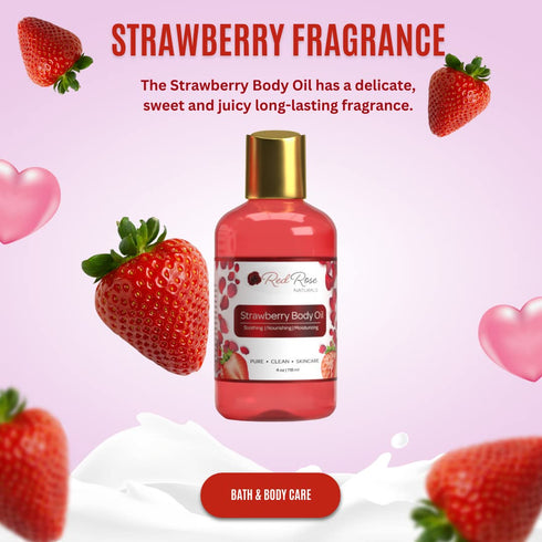 Strawberry Body Oil, Natural Body Oil For Women, Shower and Bath Perfume, Hydrating & Deep Moisturizing, Reduce Dry Skin, Long Lasting Fragrance, ...