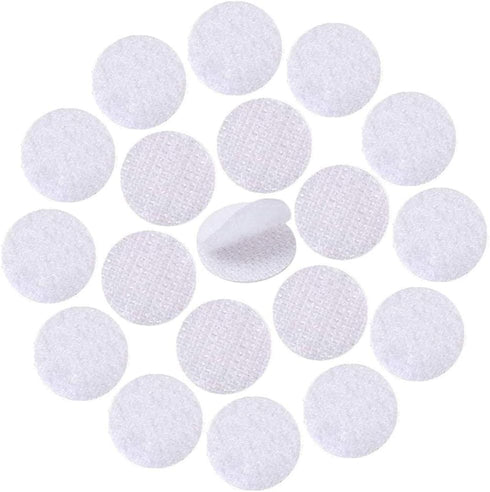 DFYOUHOME® 128 Pairs Self Adhesive Dot 1 inch Round Hook and Loop with Waterproof Sticky Glue Tape Back Nylon Dot Strip Fastener Light Weight Stro...