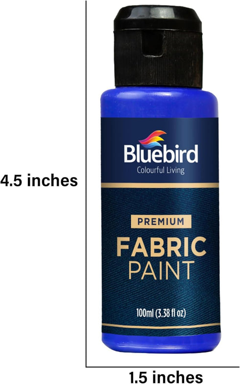 BLUEBIRD Fabric Paint, Pthalo Blue, 3.4 Fl Oz, Permanent Fabric Paints for Clothes, Furniture Upholstery...
