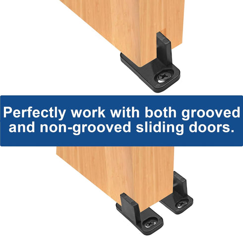 Black Sliding Barn Door Floor Guides Plastic Bypass Door Guide Hardware, 8-Pack...