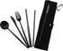 Gugrida Luxury Black Matte Portable 18/10 Stainless Steel Travel Flatware Sets of 7 Portable Camping Cutlery Set, Healthy & Eco-Friendly Flatware ...