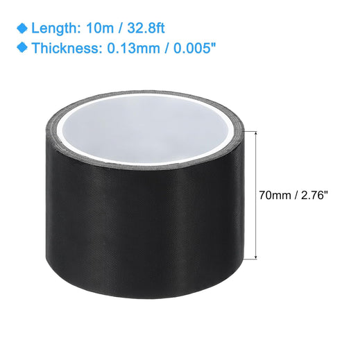 MECCANIXITY High Temperature Tape 70mm PTFE Coated Fabric Tape Heat Resistant Tape for Vacuum Sealers Adhesive Tape 10m/33ft Black 0.13mm Thicknes...