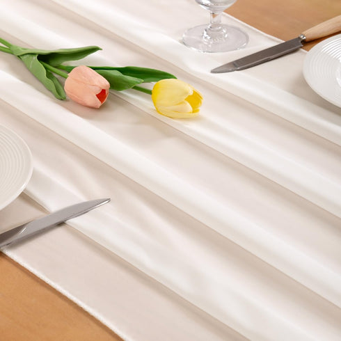 Socomi Ivory White Chiffon Table Runner Easter Spring Boho Rustic 10ft 29x120 Inches Wedding Runner Sheer Bridal Shower Decorations...