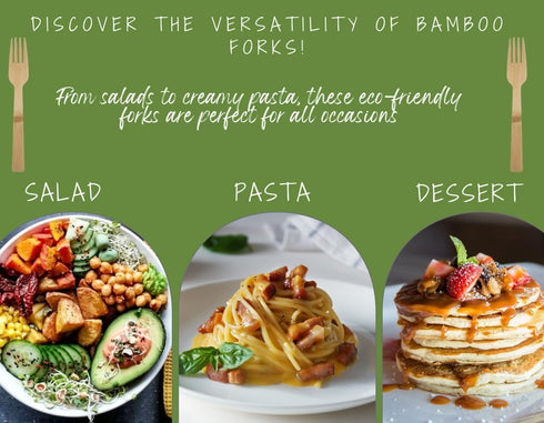 Bamboo Disposable & Compostable Forks | Biodegradable | 6.7" Eco-Friendly Utensils | 100 Pack (Forks)...