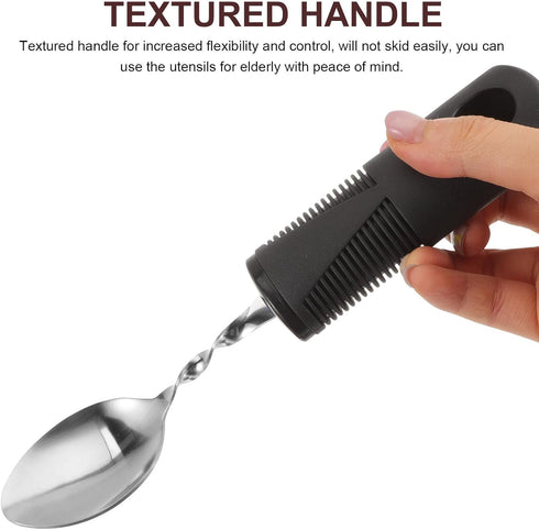 Weighted Utensils for Hand Tremors Angled Adaptive Utensils 4Pcs Self Eating Utensils Curved Cutlery Utensil...