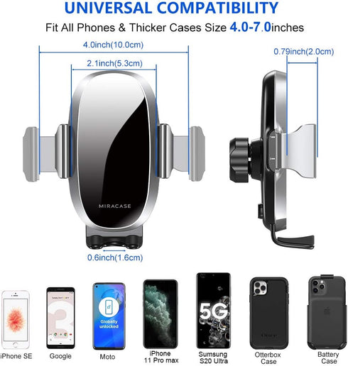Miracase Upgraded-2nd Generation Universal Phone Holders for Your Car, Hands Free Air Vent Car Phone Holder Mount Compatible with iPhone 16/15/14/...
