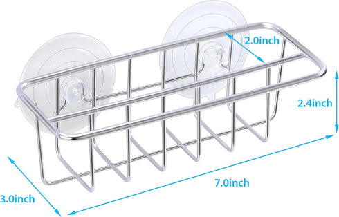 Sink Caddy Sponge Holder for Kitchen Sink Dish Cloth Hanger 2 Suspension Options(Suction Cups and Adhesive Hook), SUS304 Stainless Steel, Silver...