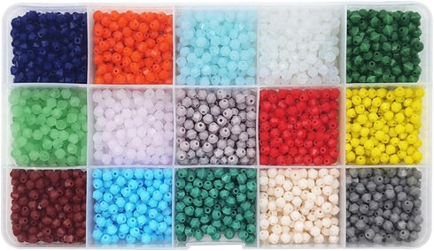 INSPIRELLE Approx 2400pcs 4mm Opaque Multicolor Bicone Beads for Jewelry Bracelet Making Bulk Faceted Crystal Glass Briolette Beads...