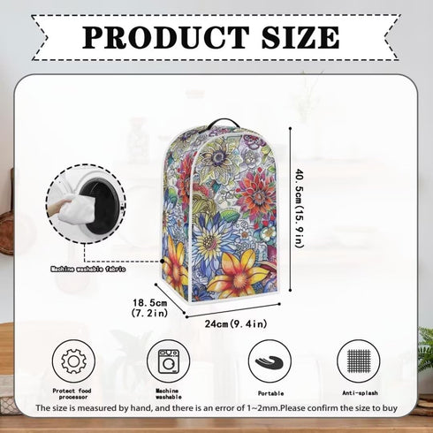 Boho Floral Blender Dust Cover, Anti Fingerprint Polyester Stand Mixer or Coffee Maker Appliance Cover, Dust Proof Stain Resistant Blender Cover f...